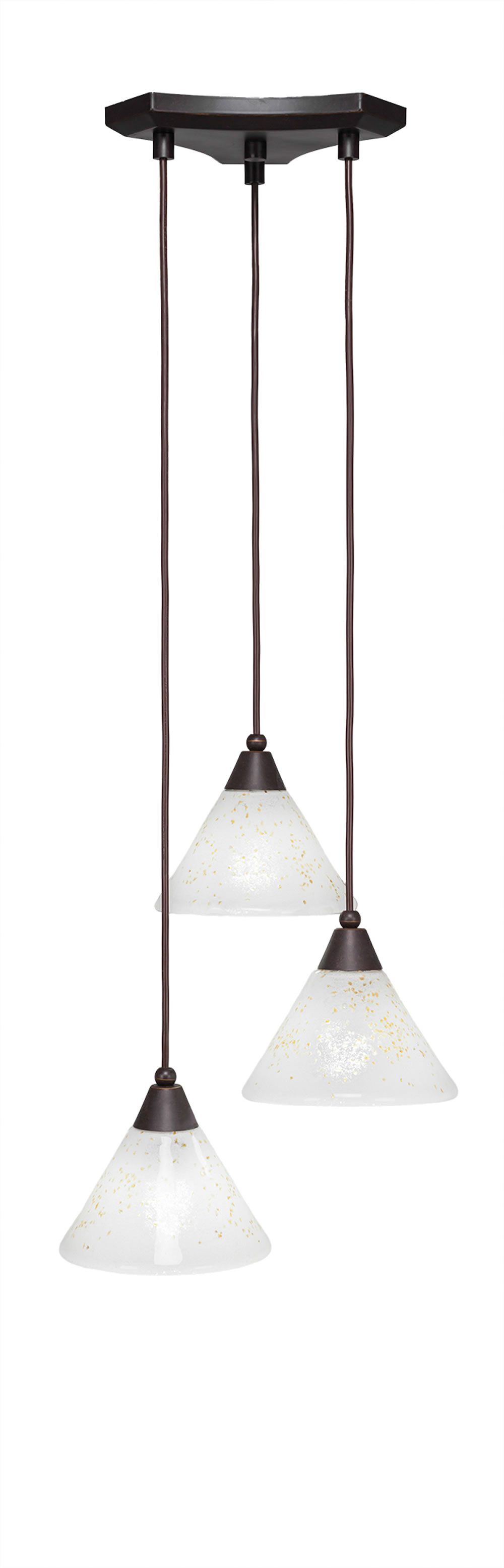 Europa 3 Light Multi Light Mini Pendant Shown In Dark Granite Finish With 7" Gold Ice Glass