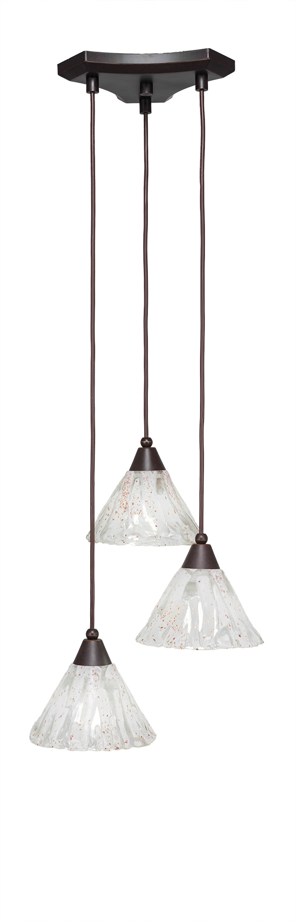 Europa 3 Light Multi Light Mini Pendant Shown In Dark Granite Finish With 7" Italian Ice Glass