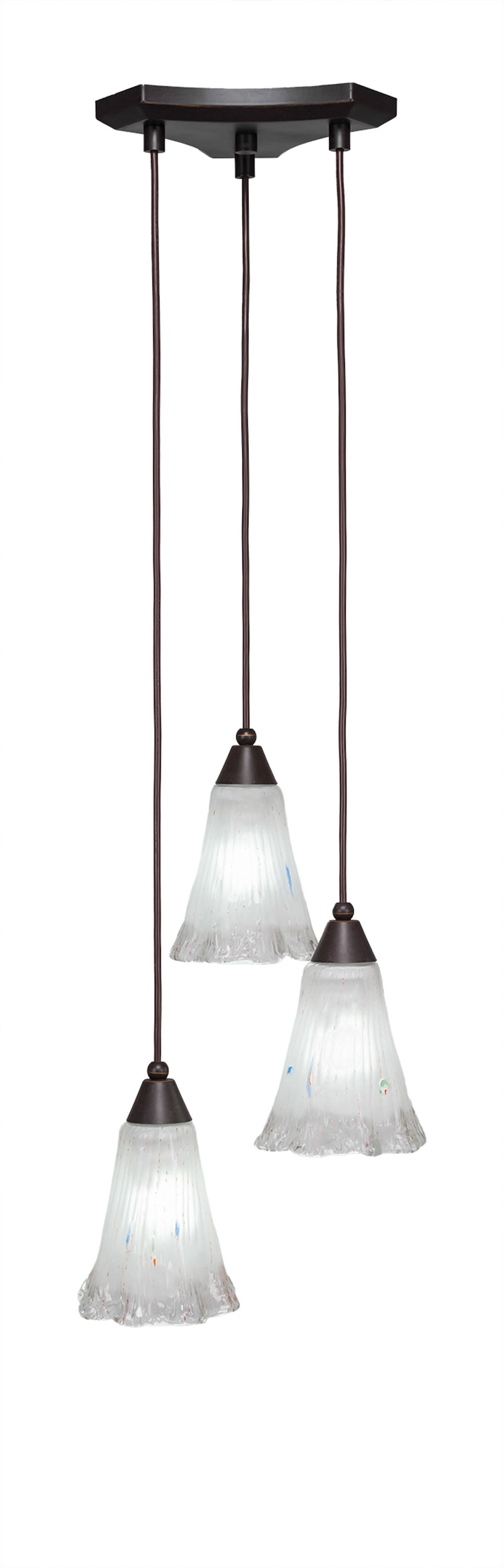 Europa 3 Light Multi Light Mini Pendant Shown In Dark Granite Finish With 5.5" Fluted Frosted Crystal Glass