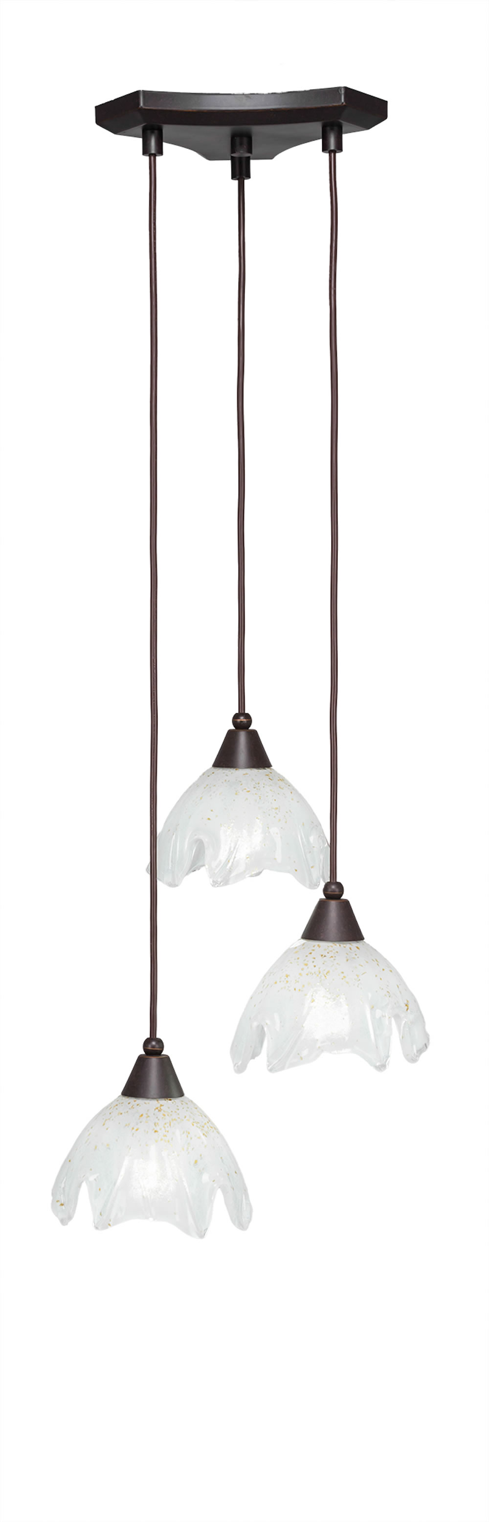 Europa 3 Light Multi Light Mini Pendant Shown In Dark Granite Finish With 7" Gold Ice Glass