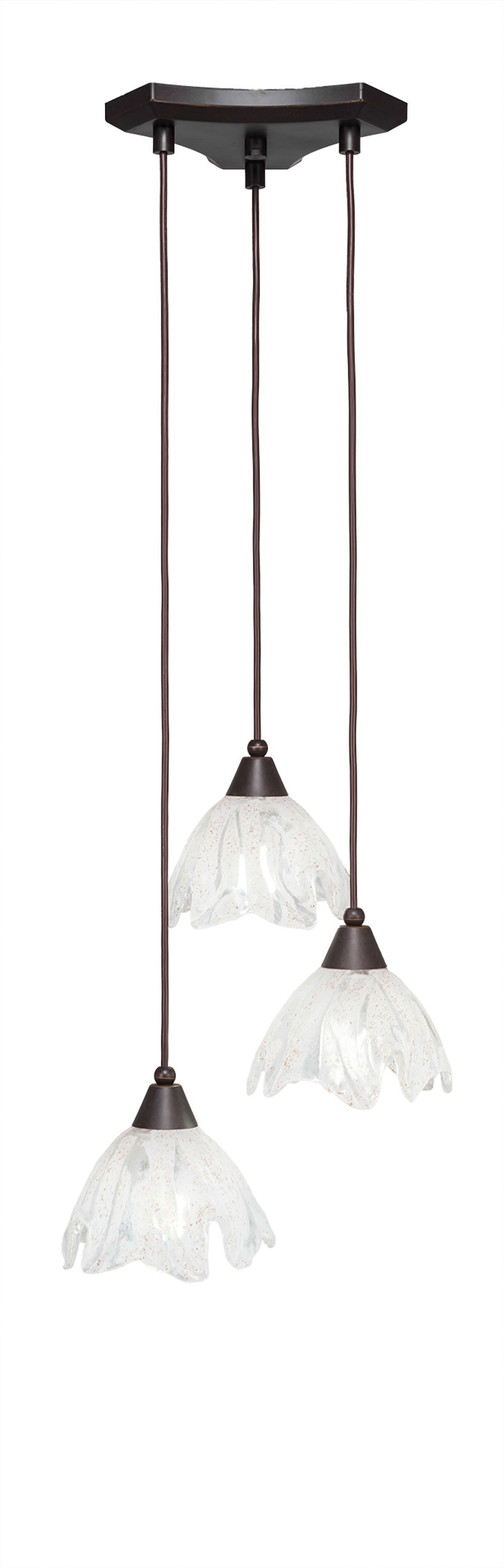 Europa 3 Light Multi Light Mini Pendant Shown In Dark Granite Finish With 7" Italian Ice Glass