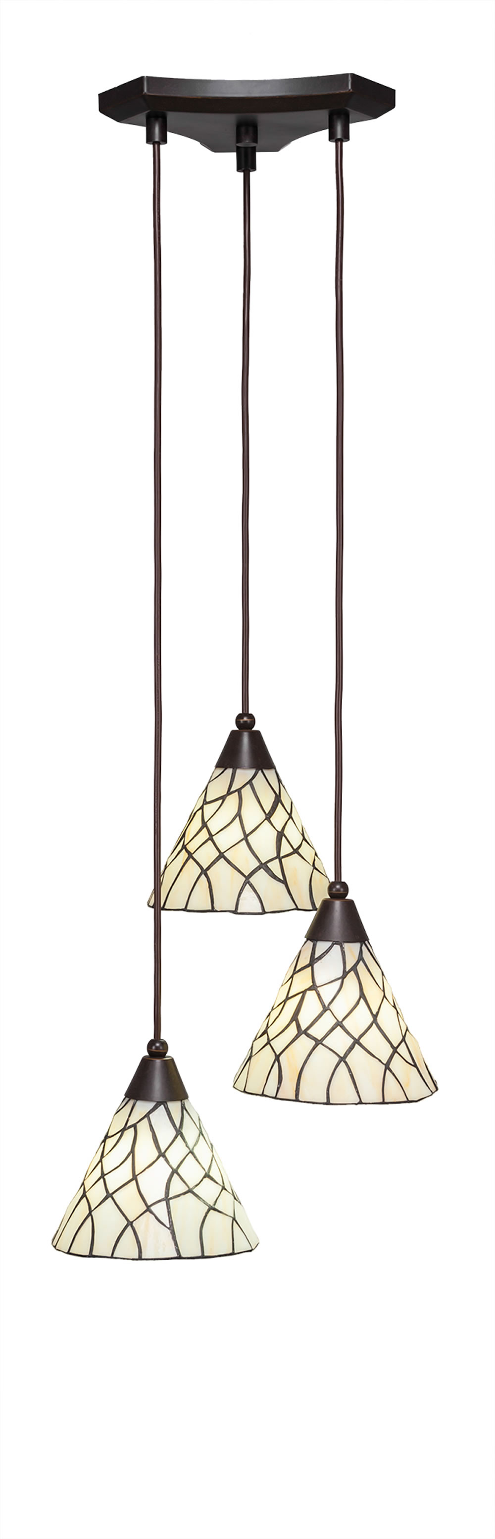 Europa 3 Light Multi Light Mini Pendant Shown In Dark Granite Finish With 7" Sandhill Tiffany Glass