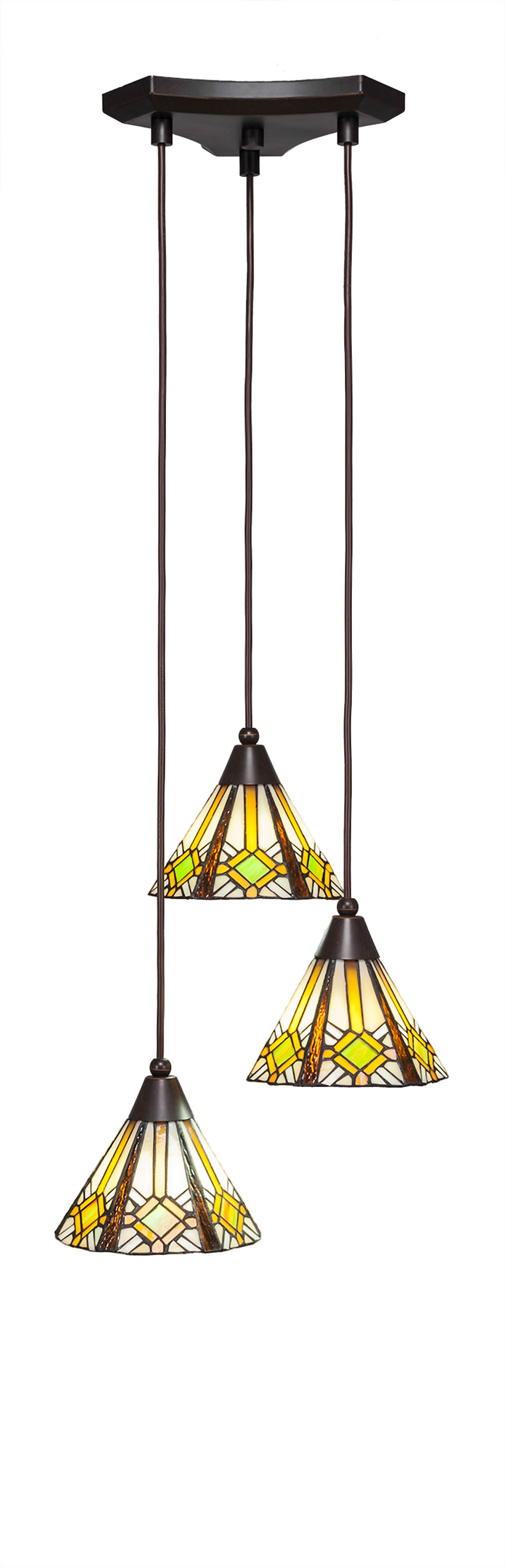 Europa 3 Light Multi Light Mini Pendant Shown In Dark Granite Finish With 7" Hampton Tiffany Glass