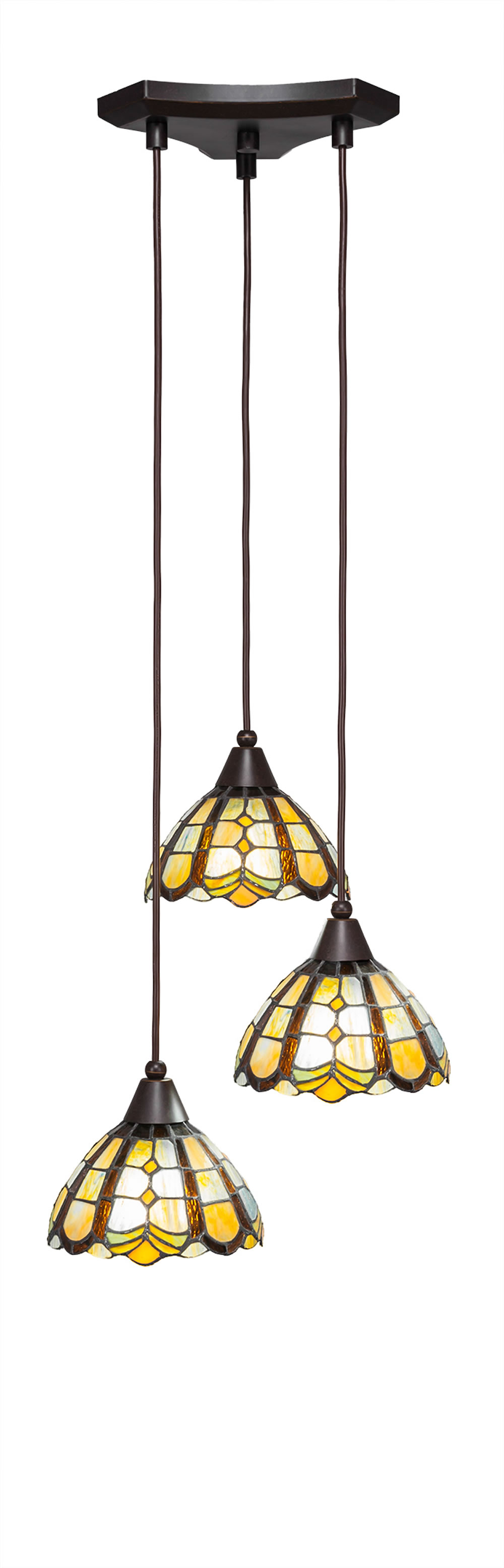 Europa 3 Light Multi Light Mini Pendant Shown In Dark Granite Finish With 7" Paradise Tiffany Glass