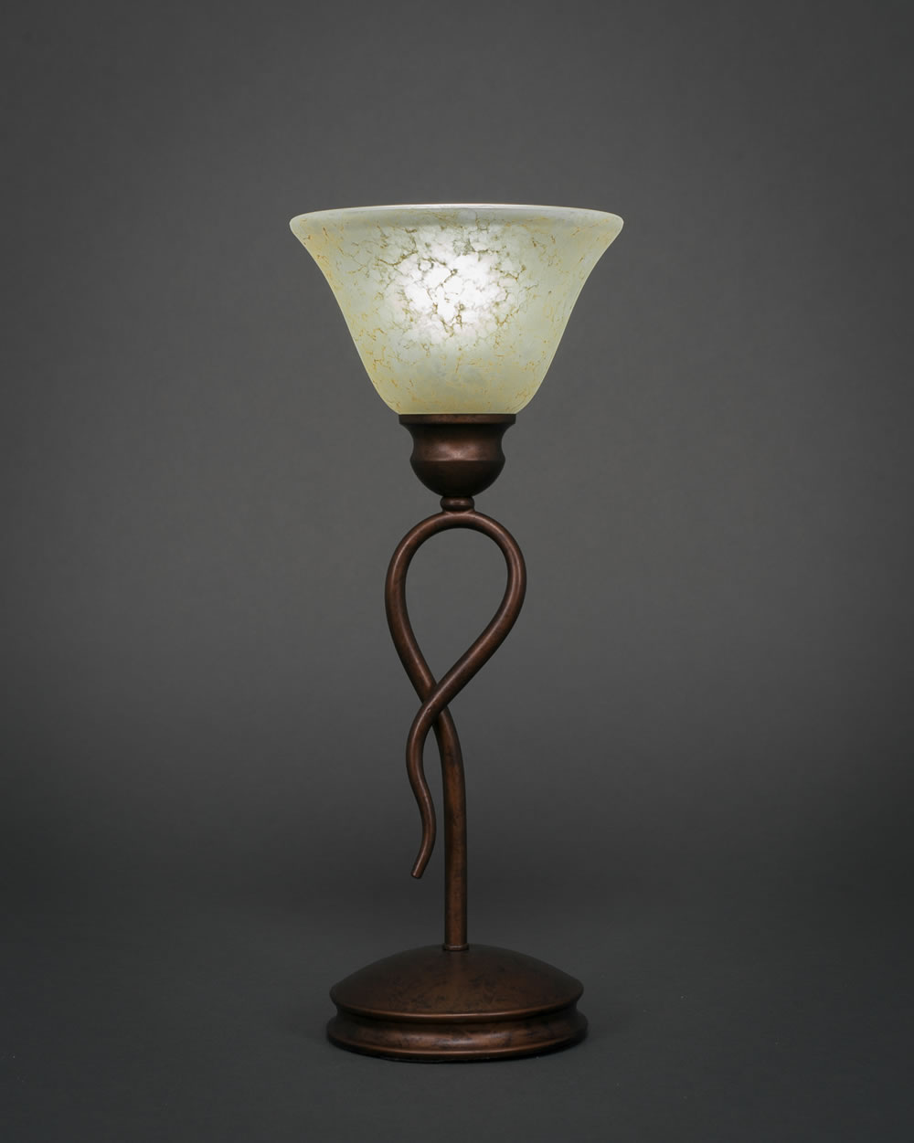 Leaf Table Lamp Shown In Bronze Finish With 7" Amber Marble Glass