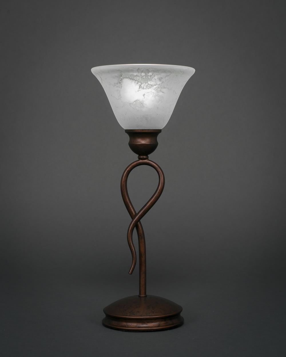 Leaf Table Lamp Shown In Bronze Finish With 7" White Marble Glass