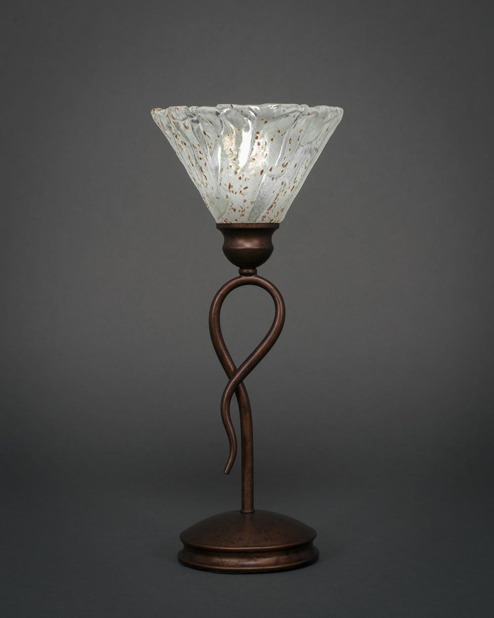 Leaf Mini Table Lamp Shown In Bronze Finish With 7" Italian Ice Crystal Glass