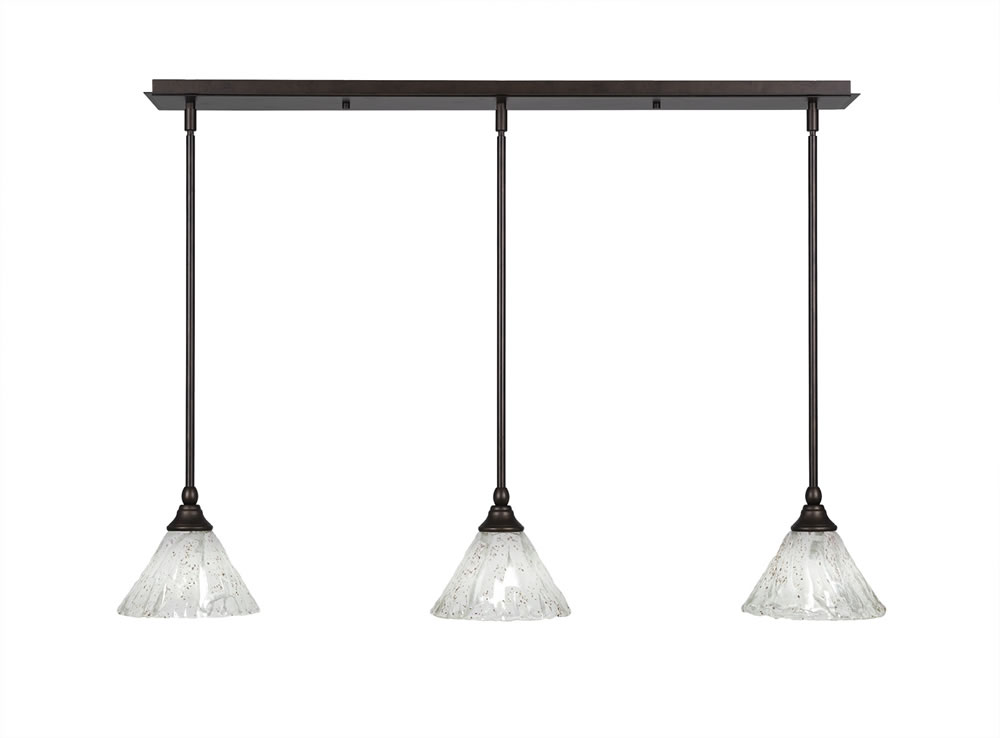 3 Light Multi Light Mini Pendant With Hang Straight Swivels Shown In Bronze Finish With 7" Italian Ice Glass