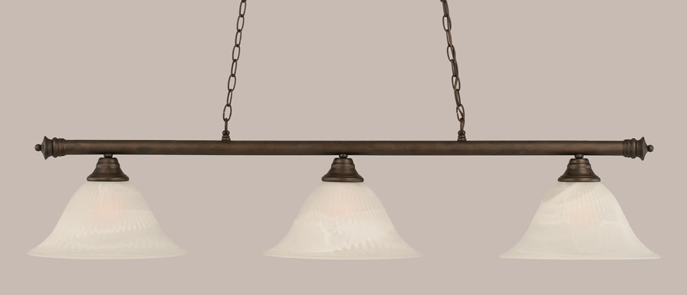 Oxford 3 Light Billiard Light Shown In Bronze Finish With 14" White Alabaster Glass
