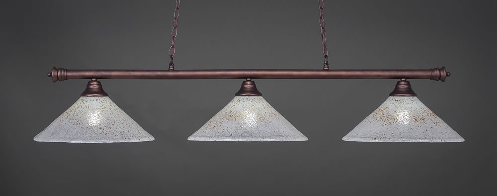 Oxford 3 Light Billiard Light Shown In Bronze Finish With 16" Gold Ice Glass