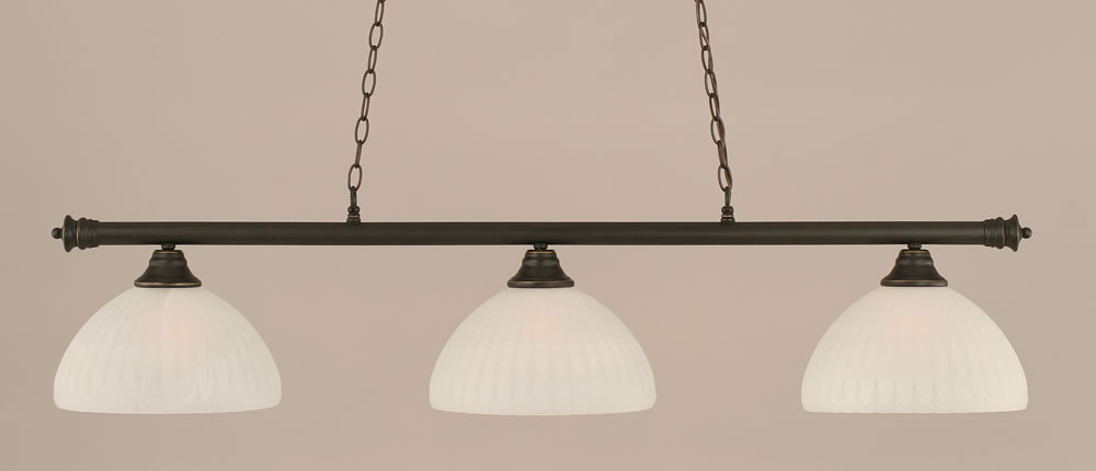 Oxford 3 Light Billiard Light Shown In Dark Granite Finish With 14" Alabaster Pumpkin Glass