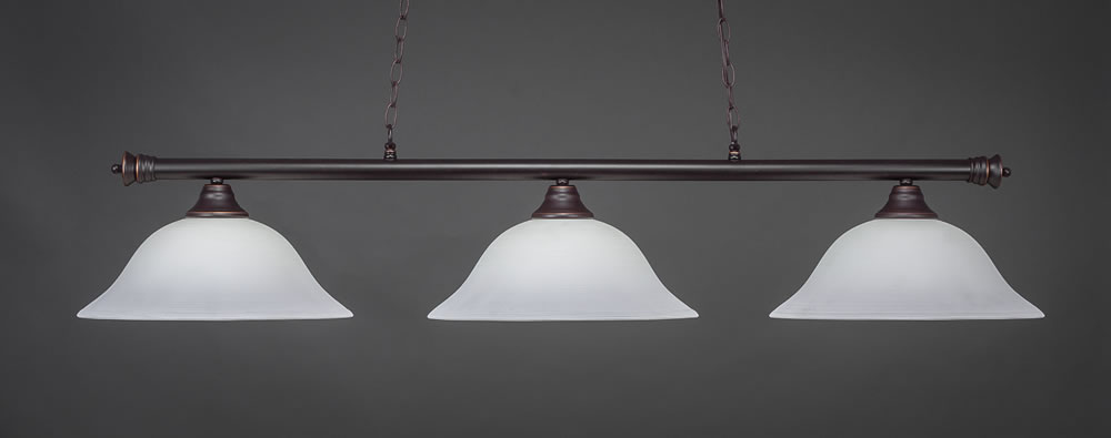Oxford 3 Light Billiard Light Shown In Dark Granite Finish With 16" White Linen Glass