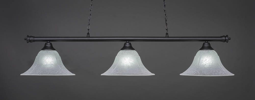 Oxford 3 Light Billiard Light Shown In Matte Black Finish With 14" White Marble Glass