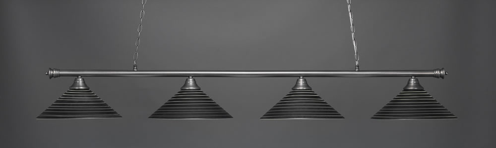 Oxford 4 Light Billiard Light Shown In Brushed Nickel Finish With 16" Charcoal Spiral Glass