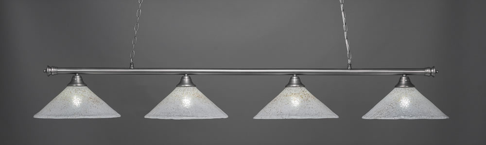 Oxford 4 Light Billiard Light Shown In Brushed Nickel Finish With 16" Gold Ice Glass
