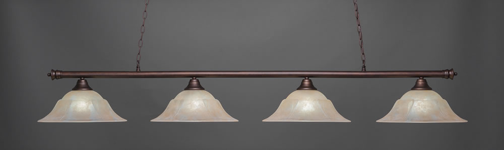 Oxford 4 Light Billiard Light Shown In Bronze Finish With 16" Amber Marble Glass