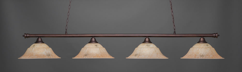 Oxford 4 Light Billiard Light Shown In Bronze Finish With 16" Italian Marble Glass