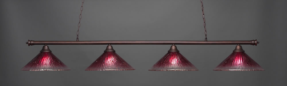 Oxford 4 Light Billiard Light Shown In Bronze Finish With 16" Wine Crystal Glass