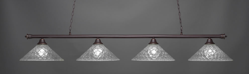 Oxford 4 Light Billiard Light Shown In Dark Granite Finish With 16" Italian Bubble Glass