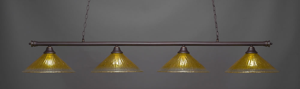 Oxford 4 Light Billiard Light Shown In Dark Granite Finish With 16" Gold Champagne Crystal Glass
