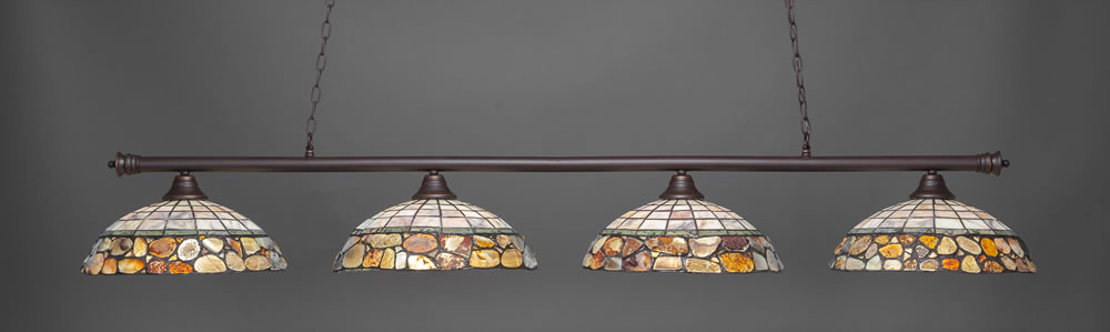 Oxford 4 Light Bar Shown In Dark Granite Finish With 16" Cobblestone Tiffany Glass