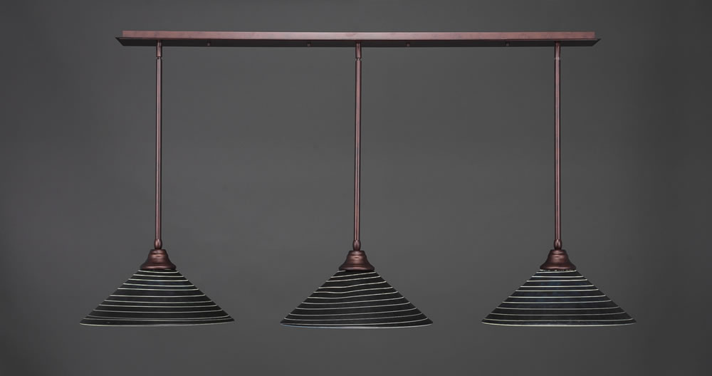 3 Light Multi Light Pendant With Hang Straight Swivels Shown In Bronze Finish With 16" Italian Bubble Glass