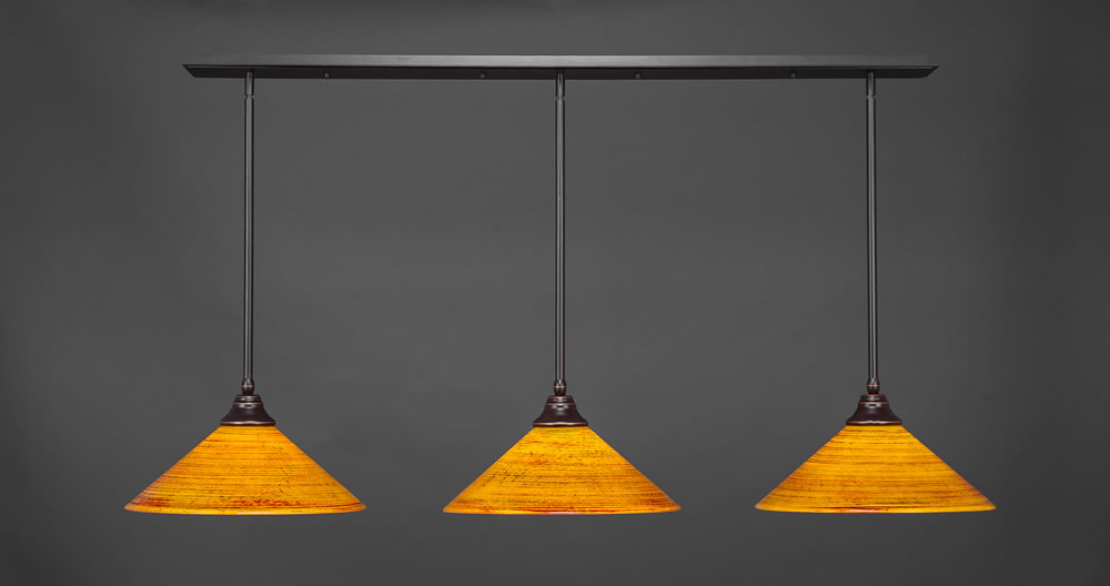 3 Light Multi Light Pendant With Hang Straight Swivels Shown In Dark Granite Finish With 16" Firré Saturn Glass