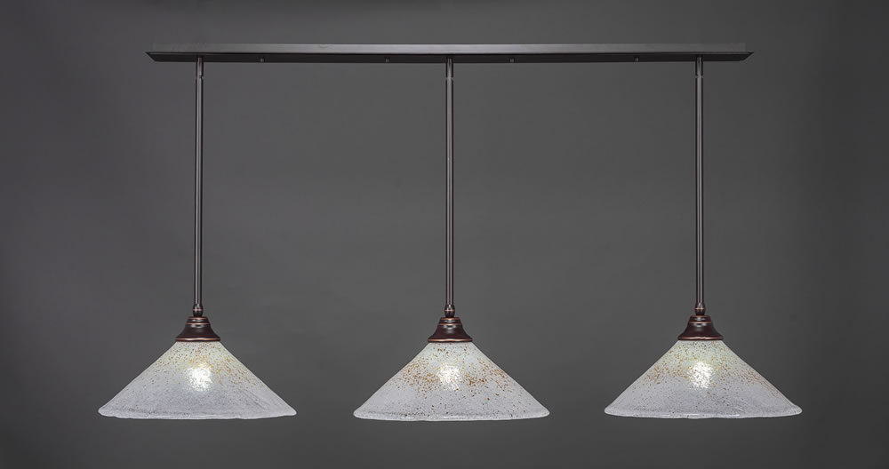 3 Light Multi Light Pendant With Hang Straight Swivels Shown In Dark Granite Finish With 16" Gold Ice Glass