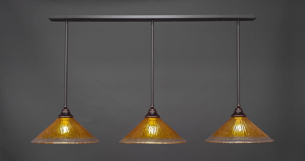 3 Light Multi Light Pendant With Hang Straight Swivels Shown In Dark Granite Finish With 16" Gold Champagne Crystal Glass