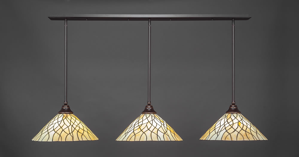 3 Light Multi Light Pendant With Hang Straight Swivels Shown In Dark Granite Finish With 16" Sandhill Tiffany Glass