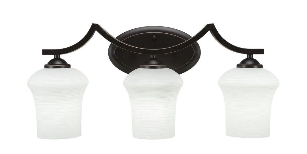 Zilo 3 Light Bath Bar Shown In Dark Granite Finish With 5.5" Zilo White Linen Glass