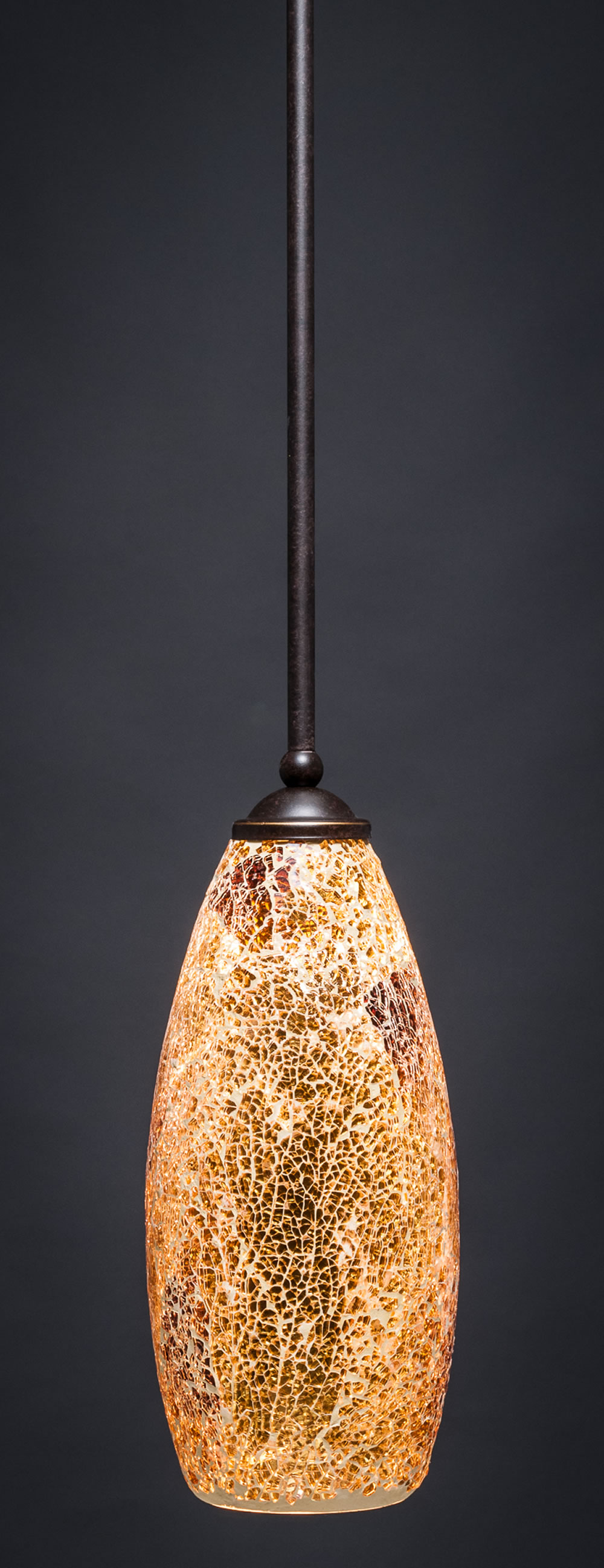 Zilo 1 Light Mini Pendant Shown In Dark Granite Finish With 5.5" Gold Fusion Glass