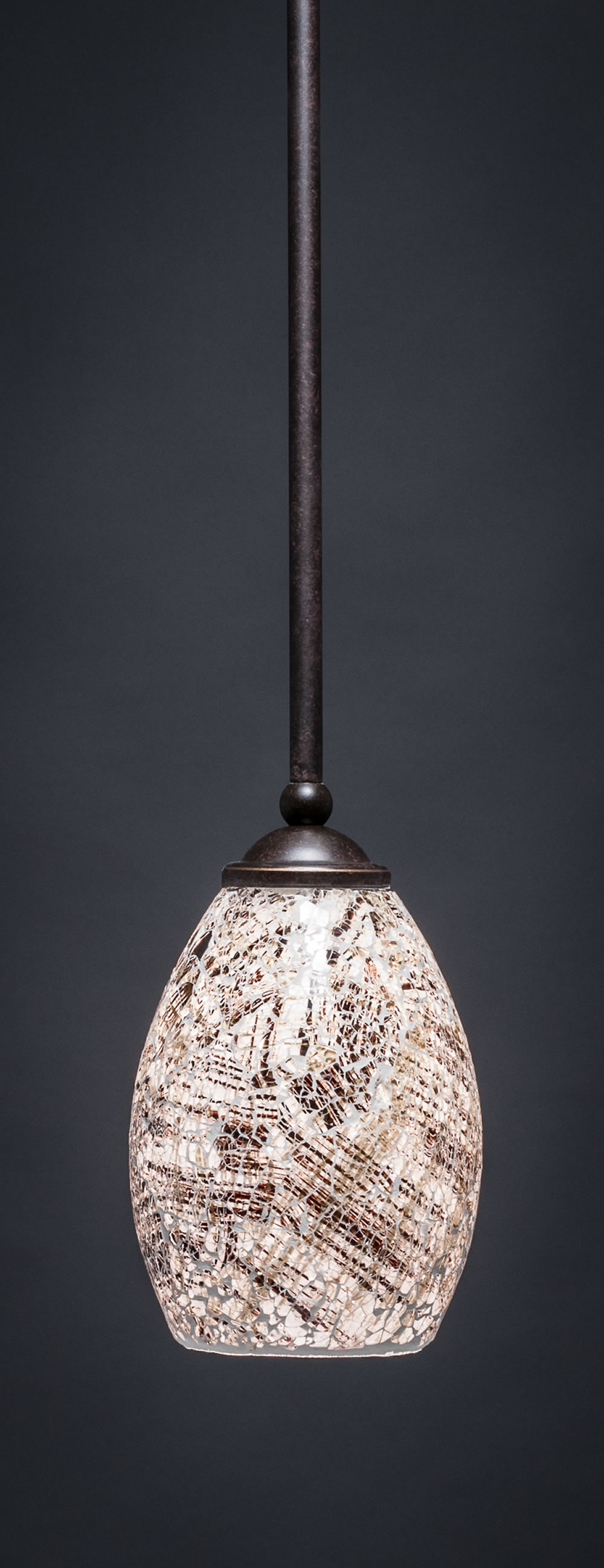 Zilo 1 Light Mini Pendant Shown In Dark Granite Finish With 5" Natural Fusion Glass