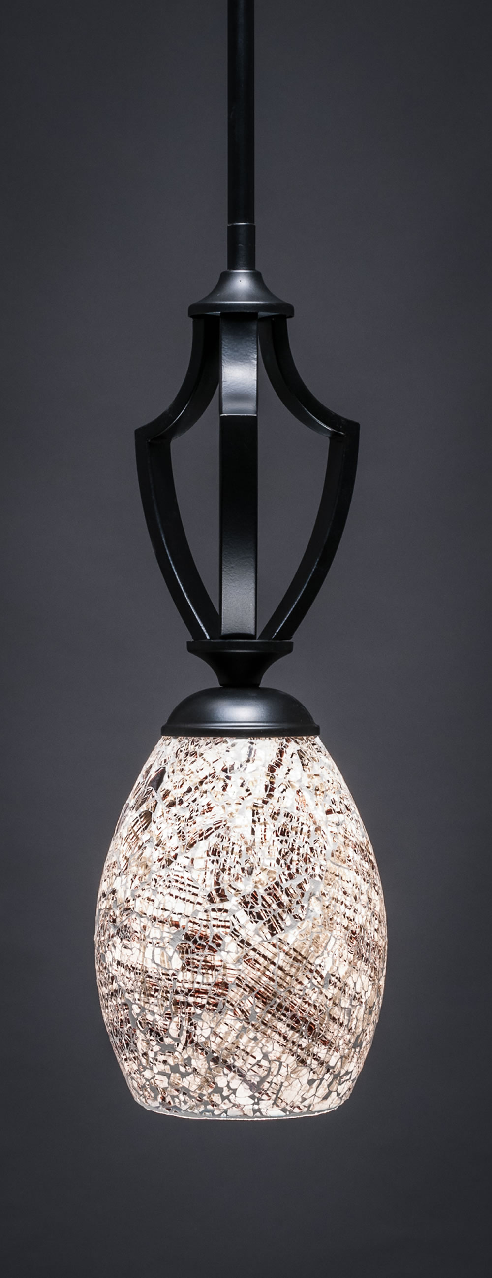 Zilo 1 Light Mini Pendant Shown In Matte Black Finish With 5" Natural Fusion Glass