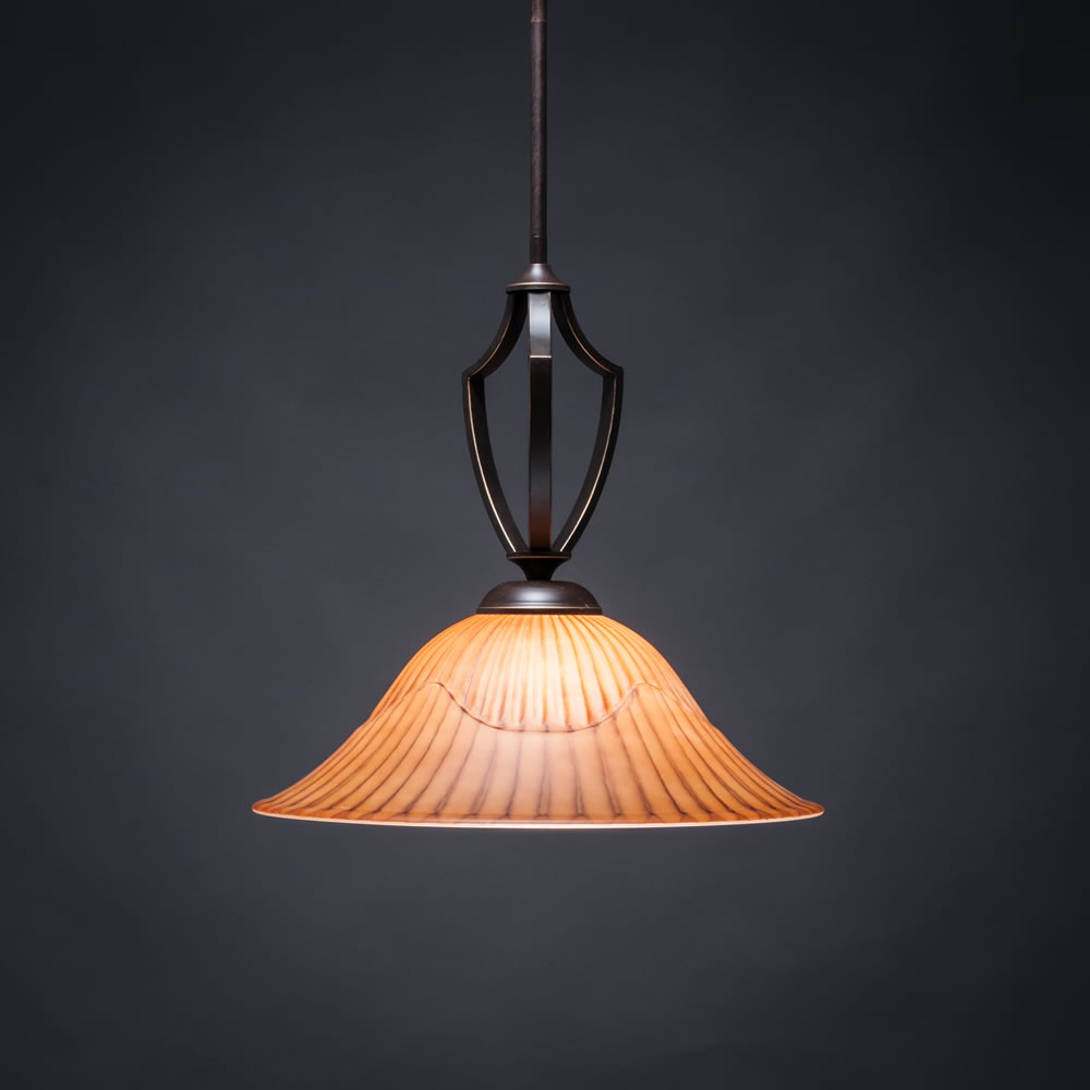 Zilo Pendant Shown In Dark Granite Finish With 16 Tiger Glass