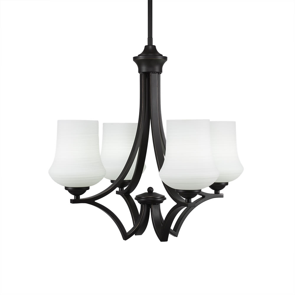 Zilo 4 Light Chandelier Shown In Dark Granite Finish With 5.5" Zilo White Linen Glass