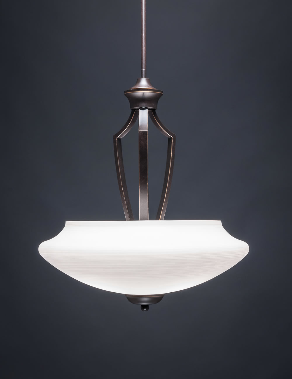 Zilo Pendant With 3 Bulbs Shown In Dark Granite Finish With 18" Zilo White Linen Glass