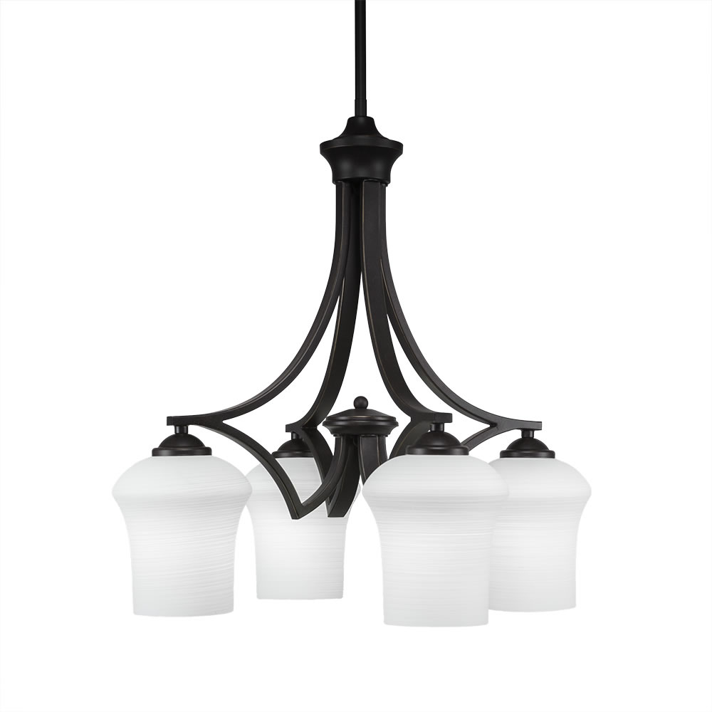 Zilo 4 Light Chandelier Shown In Dark Granite Finish With 5.5" Zilo White Linen Glass