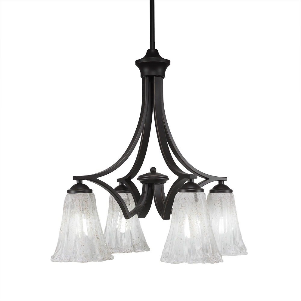 Zilo 4 Light Chandelier Shown In Dark Granite Finish With 5.5" Fluted Italian Ice Glass