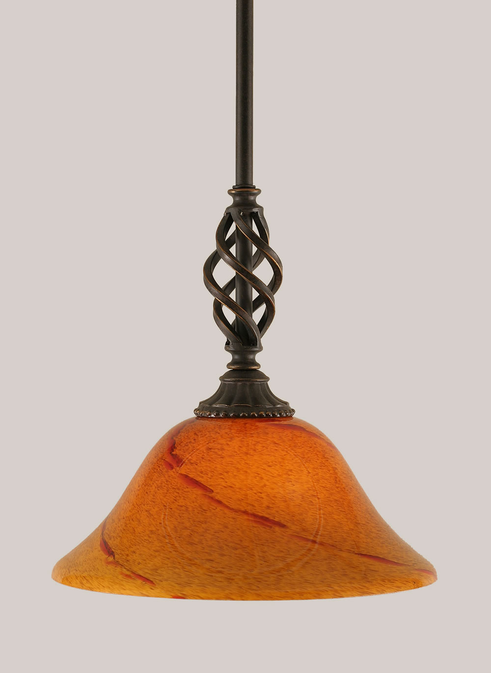 Eleganté Mini Pendant Shown In Dark Granite Finish With 10" Sunset Glass