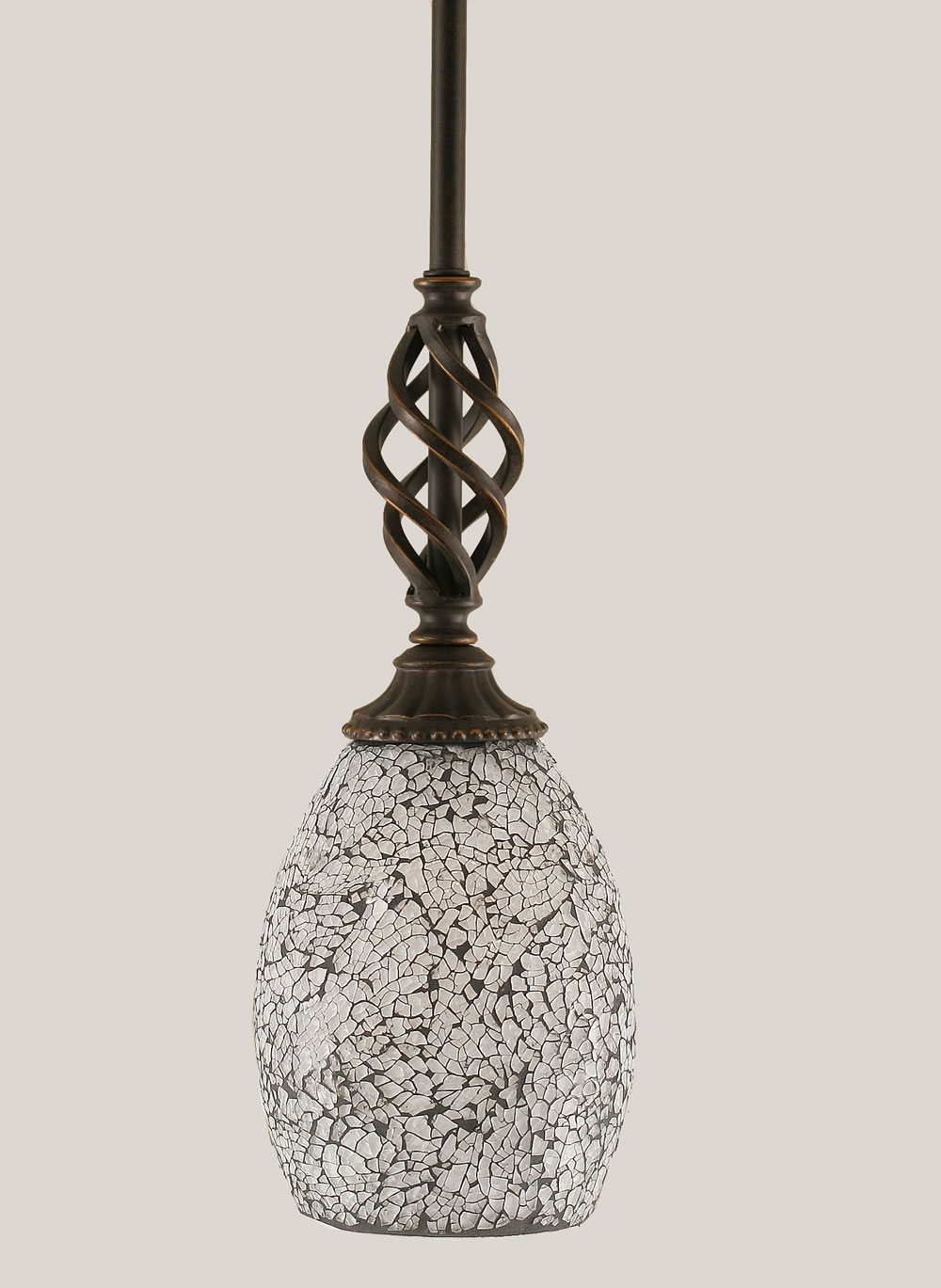 Eleganté Mini Pendant Shown In Dark Granite Finish With 5" Black Fusion Glass