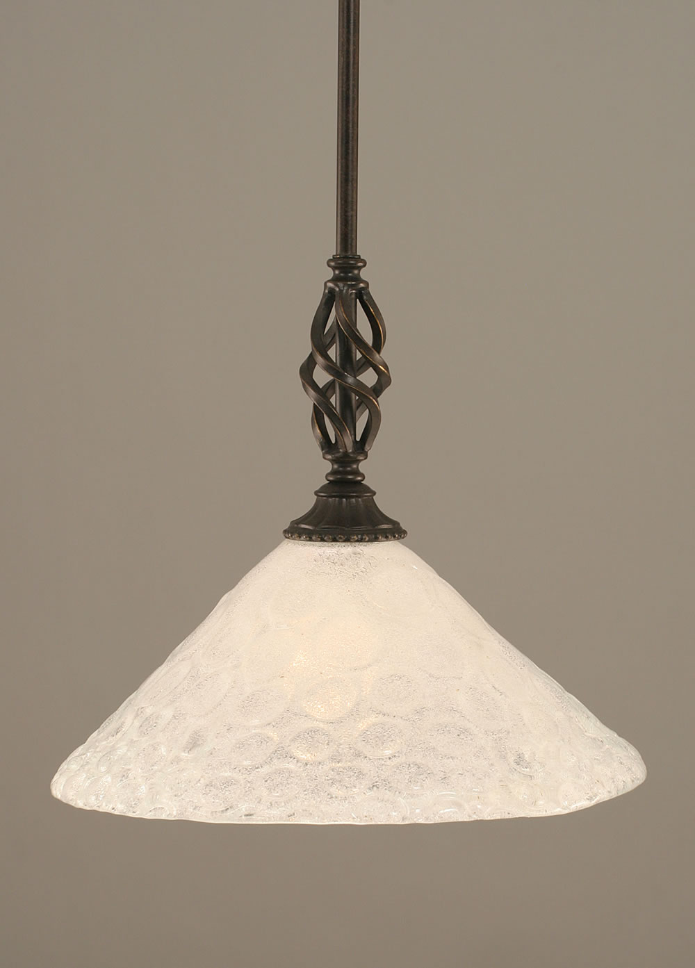 Eleganté Mini Pendant With Hang Straight Swivel Shown In Dark Granite Finish With 12" Italian Bubble Glass