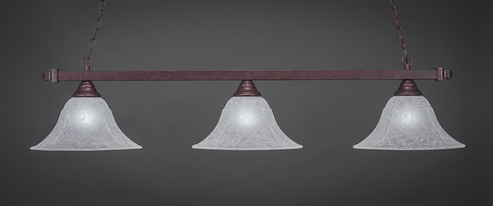 Square 3 Light Billiard Light Shown In Bronze Finish With 14" White Marble Glass