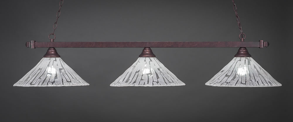 Square 3 Light Billiard Light Shown In Bronze Finish With 16" Italian Ice Glass