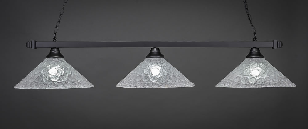 Square 3 Light Bar Shown In Matte Black Finish With 16" Italian Bubble Glass