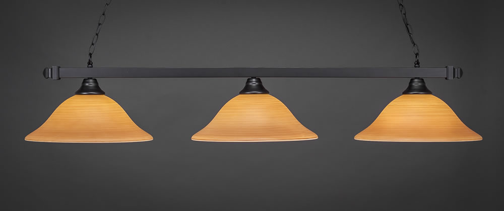 Square 3 Light Bar Shown In Matte Black Finish With 16" Cayenne Linen Glass