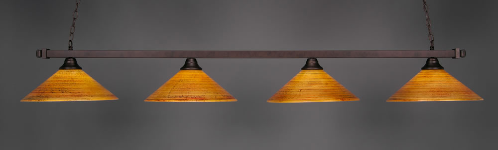 Square 4 Light Bar Shown In Bronze Finish With 16" Firré Saturn Glass