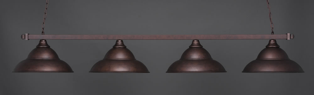 Square 4 Light Bar Shown In Bronze Finish With 16" Bronze Double Bubble Metal Shades