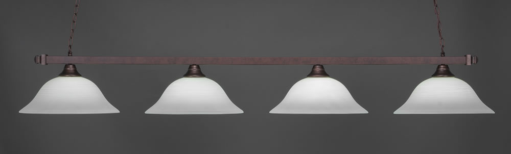 Square 4 Light Bar Shown In Bronze Finish With 16" White Linen Glass