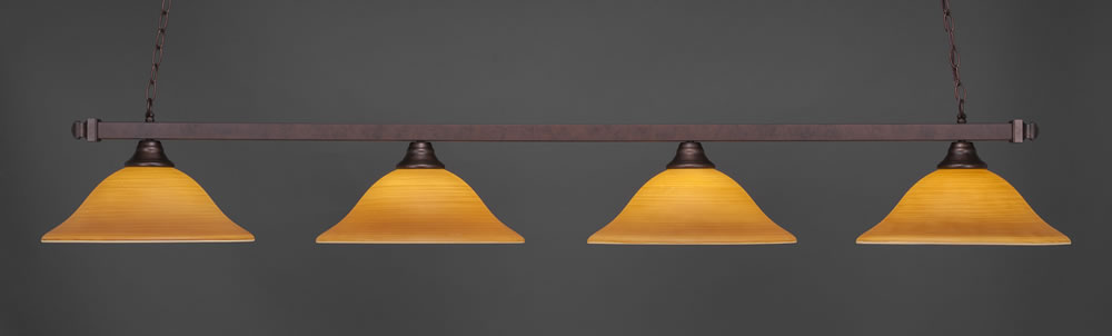Square 4 Light Bar Shown In Bronze Finish With 16" Cayenne Linen Glass